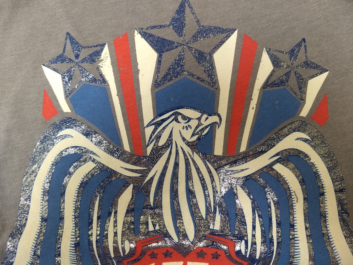 Preparing for the 4th of July with foil shirts for the #parade.