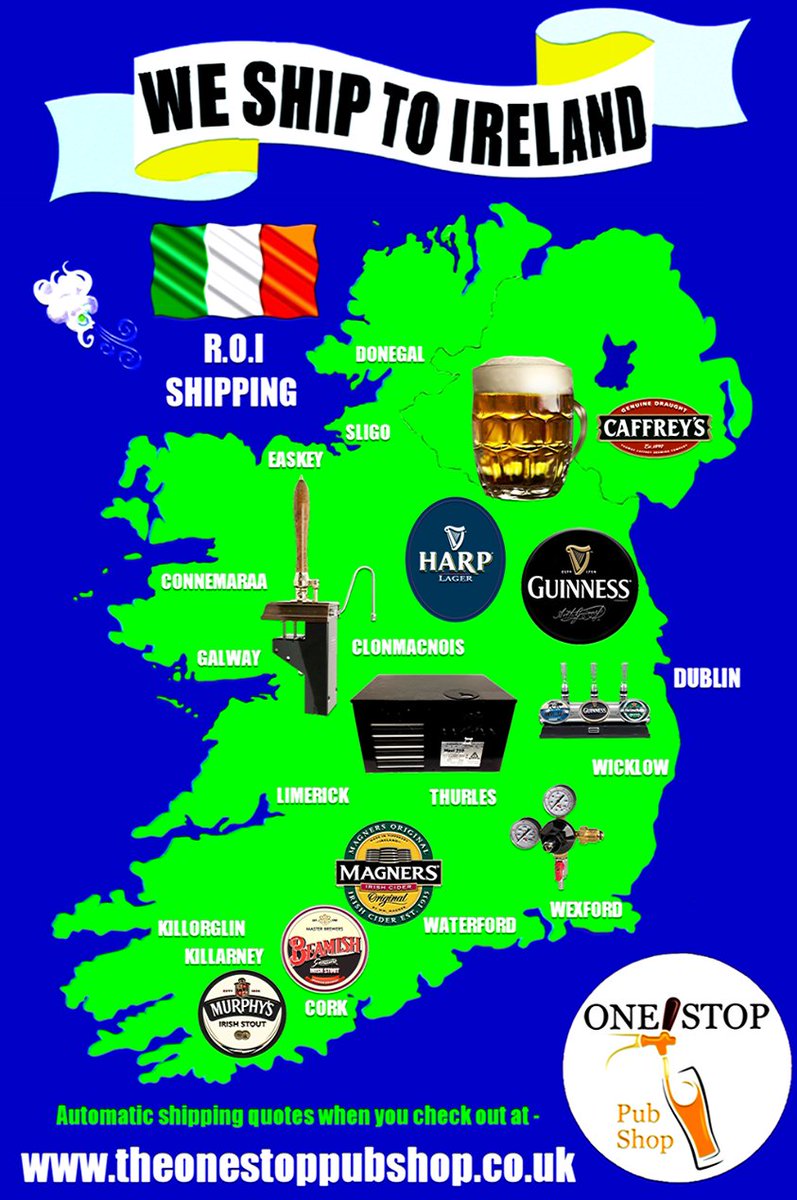 TheOneStopPubUK's tweet photo. Great news for Ireland customers: - We've updated https://t.co/WM2xU51rCm to offer shipping for all listed items. Ring/text 0785 124 6801, everything should be straightforward https://t.co/yXbS1TPOGj