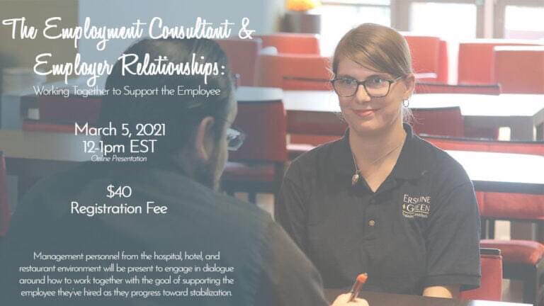 ErskineGreen's tweet image. Are you an #EmploymentConsultant, #TransitionCoordinator, or #JobCoach for a high school? If so, this 1-hour workshop is for you! 

We will discuss ways you can best work with your consumer&apos;s/student&apos;s employer to support their success. 

Registration: interland3.donorperfect.net/weblink/WebLin….