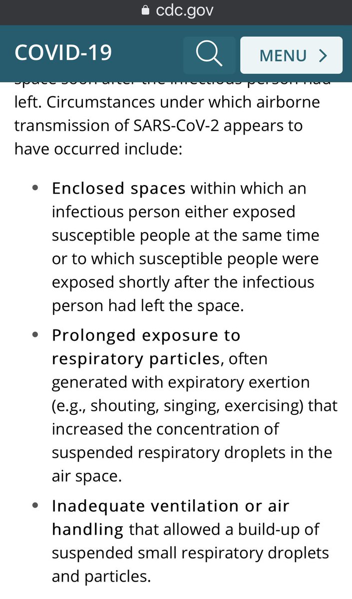 16/ The very conditions that Dr. Henry described for there to be airborne transmission, are the very same that exist in schools on a daily basis.30 students & a Teacher, in a poorly ventilated enclosed space for over 5 hours. Not providing more protections is negligence.