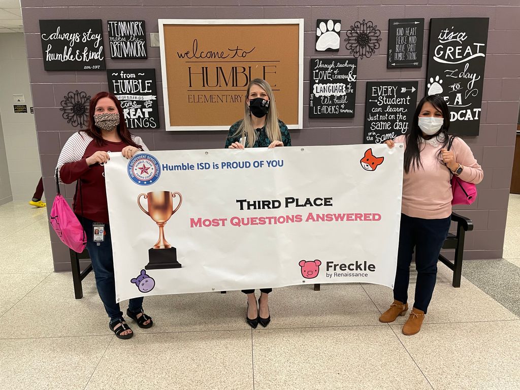 LindaMuses3's tweet photo. Congratulations to Humble ES, Humble ISD 3rd Place Winners in the Elementary Freckle Math Winter Break Competition for Most Questions Answered. #HumbleISD_HE @HumbleISD_HE #FreckleMath #FrecklebyRenaissance https://t.co/K1CGY4PTZW