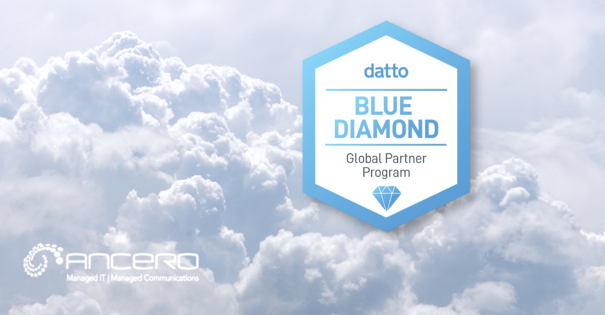Congratulations to our dedicated Team who worked hard to attain this major milestone! Ancero is proud to be a Datto Blue Diamond partner. Blue Diamond is the top tier of the Datto Global Partner Program, and is part of only the top 2% of the global Datto community.💎