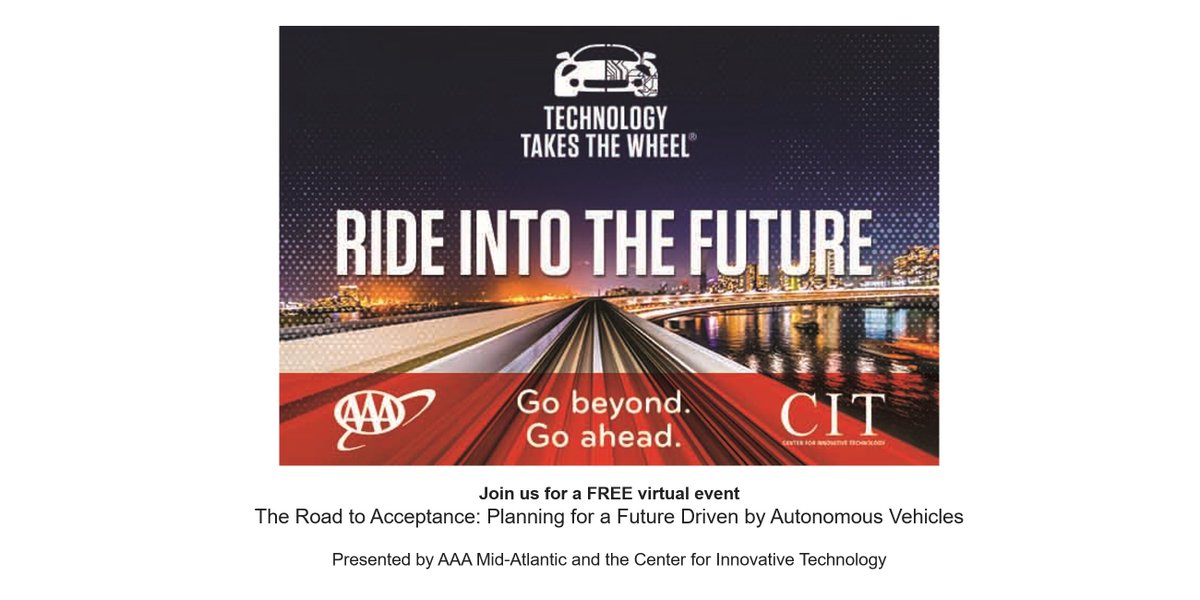VirginiaIPC's tweet photo. Join AAA Mid-Atlantic and the Center for Innovative Technology for a Free Virtual Event on the Future of Transportation 🚗🚍📣 #VABiz #CITUnmanned #CITSMART @dihrie
https://t.co/bGVUqsl1US https://t.co/yJt8WHmHs4
