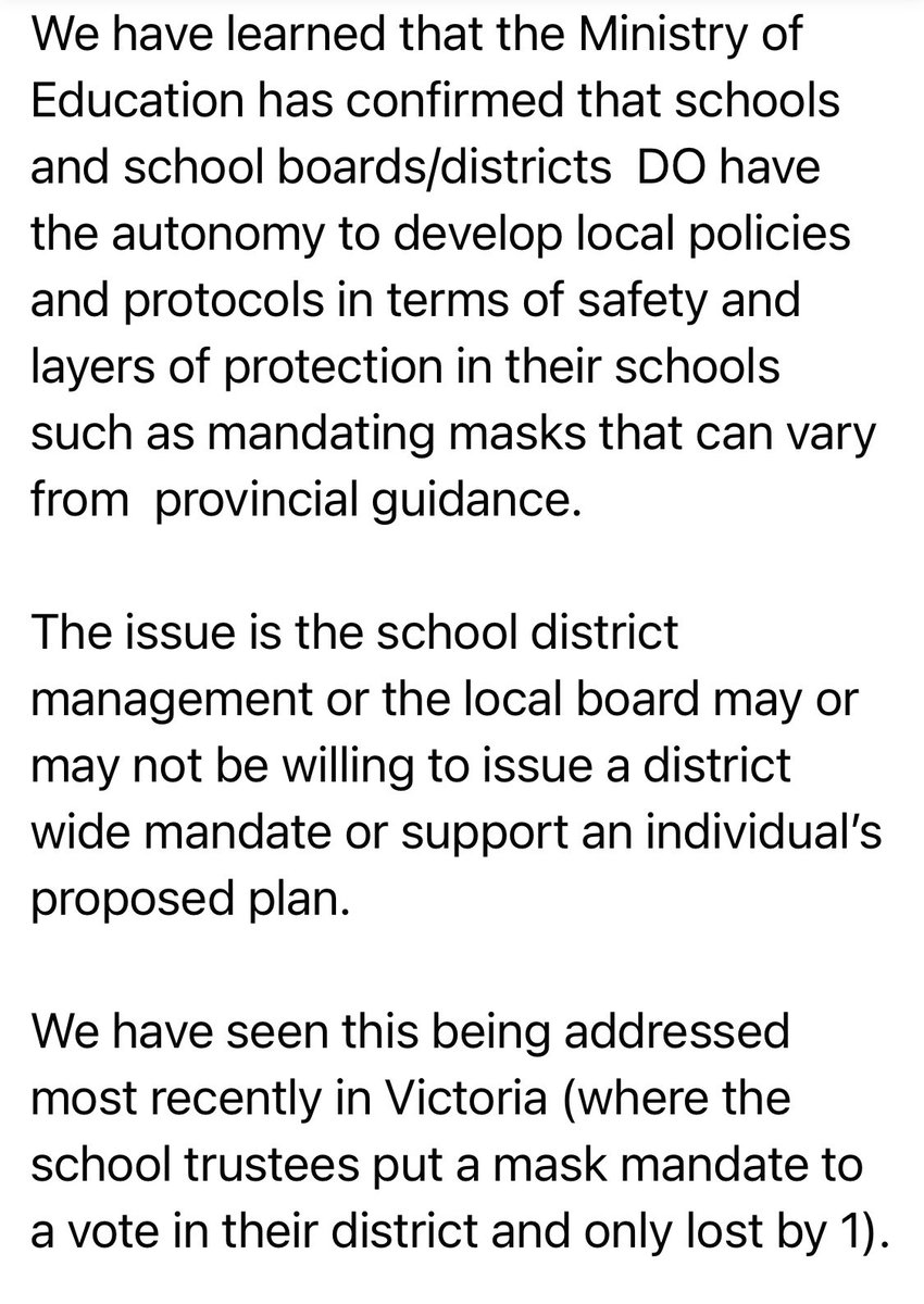19/ And the Ministry also says that School Districts can mandate masks.
