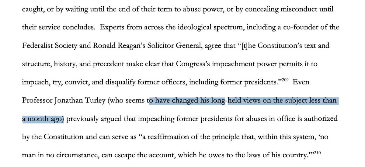 "A president must answer comprehensivelyfor his conduct in office from his first day in office through his last."Quoting a co-founder of the Federalist Society and Ronald Reagan’s Solicitor GeneralAlso note the burn on Turley:19/