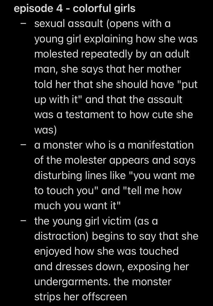 content/trigger warnings for wonder egg priority episode 4