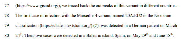A l’IHU, ils aiment donner des petits noms à leurs variants. Est-ce pour noyer le poisson, le public ne pourra pas s’y retrouver par rapport à la dénomination officielle des clades du GISAID, car en fait le variant Marseille 4 est juste un variant de la clade 20A.EU2