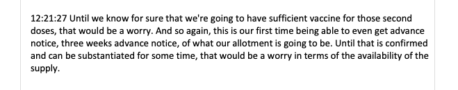 Contrast this with  @LADeptHealth's Courtney Phillips who said of the idea earlier at the  @EnergyCommerce hearing:"Until we know for sure that we're going to have sufficient vaccine for those second doses, that would be a worry"h/t  @maxonwifi