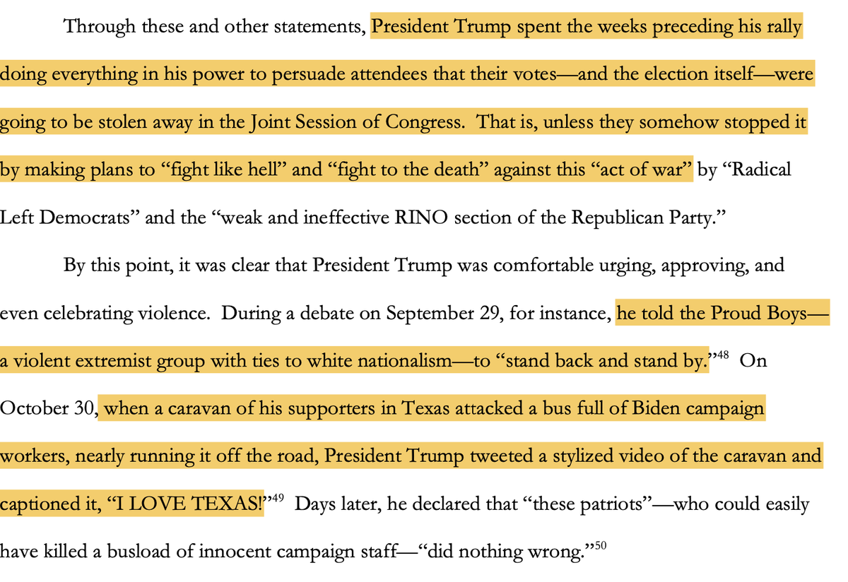 Now we're just adding to the fact pattern: Trump incited violence throughout 2020.