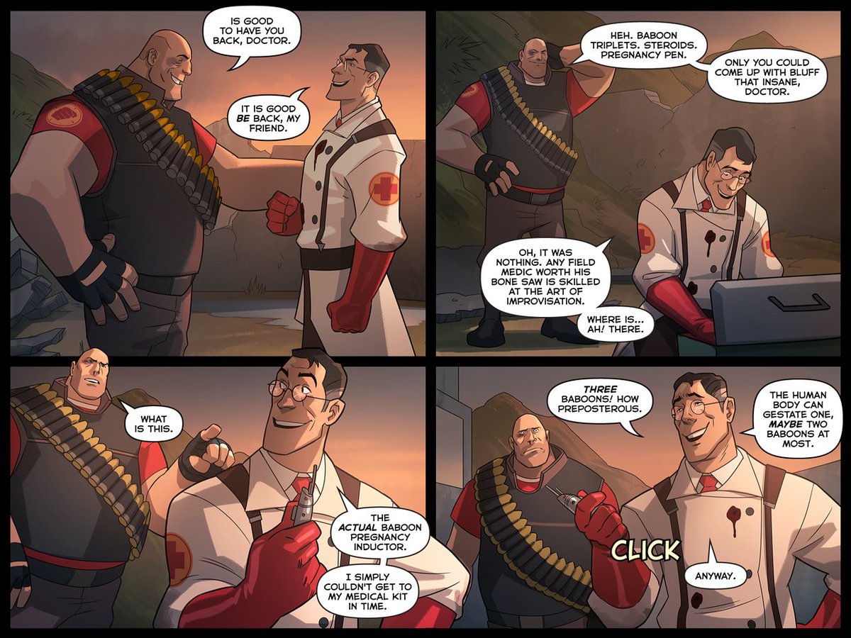 Team Fortress comic and lore enthusiast on X: Did anybody else feel like  this was a little anticlimactic? TF2 Heavy goes nuts and beats the tar out  of TFC Heavy over him