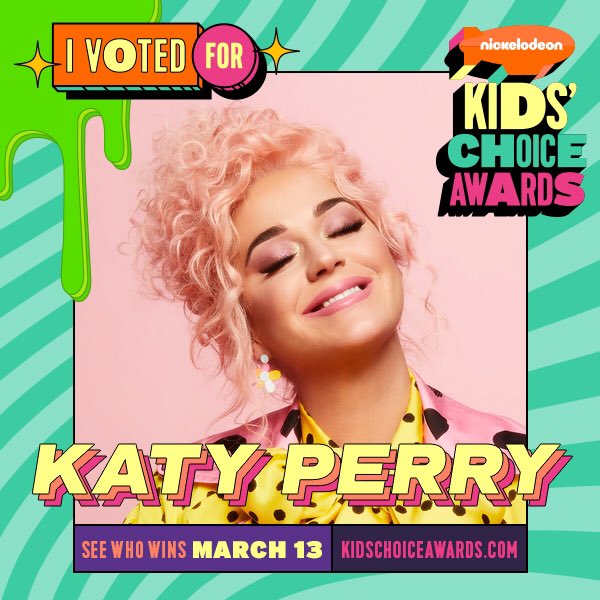 KatyPerryARG's tweet photo. ¡Katy Perry fue nominada a los KIDS' CHOICE AWARDS 2021 en la categoría "Mejor Cantante Femenina"! 

Para votar desde Twitter utiliza los hashtags #VoteKatyPerry + #KCA https://t.co/PGHHSTqiSe