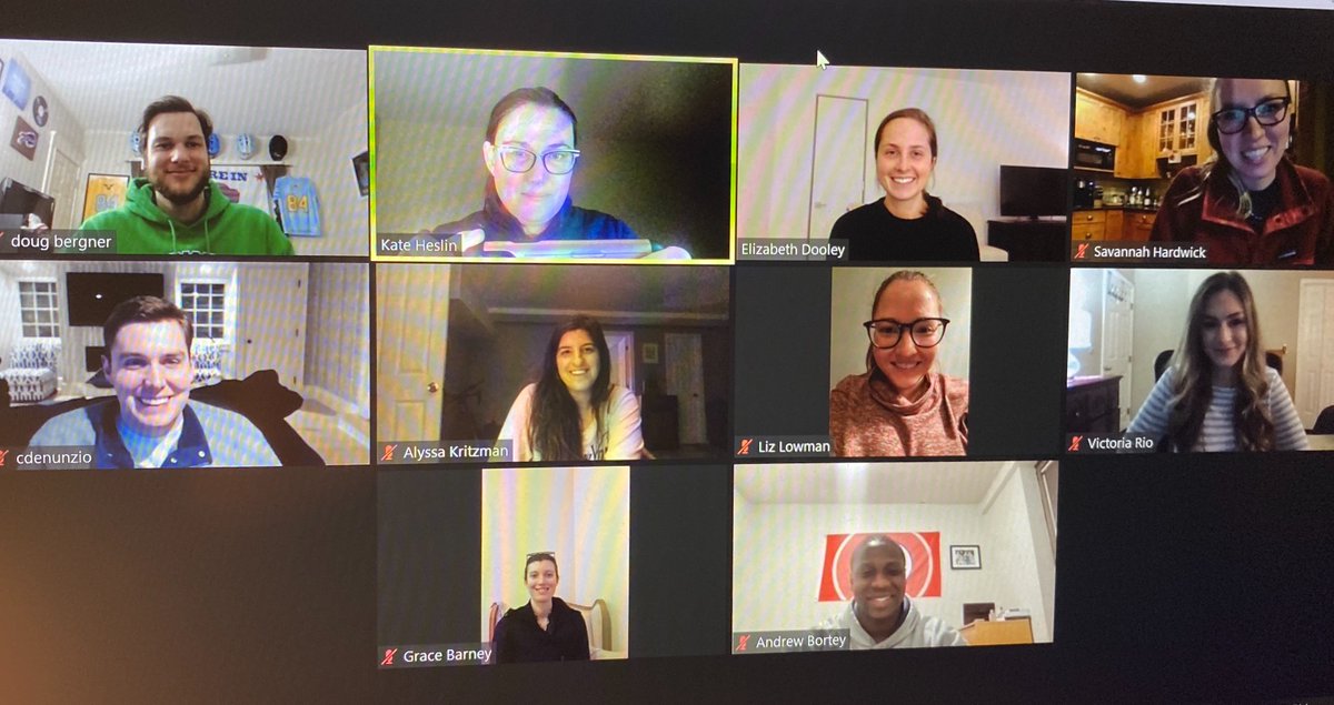 CburyAlums's tweet photo. Recognize these faces? A group of our Young Alumni Class Ambassadors joined Director of Alumni Relations, Kate Heslin '96 to discuss future virtual events to stay connected and engaged with Canterbury. Stay tuned for more info on events to come! Sneak peek #WillYouRideWithUs? https://t.co/kLVH1kiayh