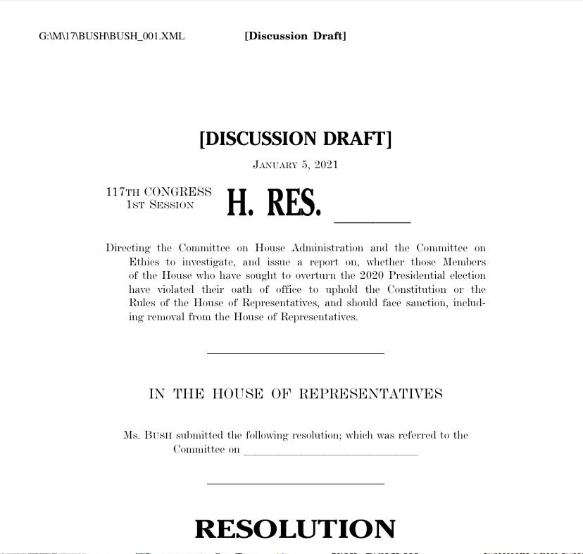14) With ALL of the above being public knowledge going into January 6th, why would congress even meet that day?!? At the very least, they were certainly calling for more protection, right? Well, freshman congresswoman Cori Bush might have been too busy drafting a bill instead...