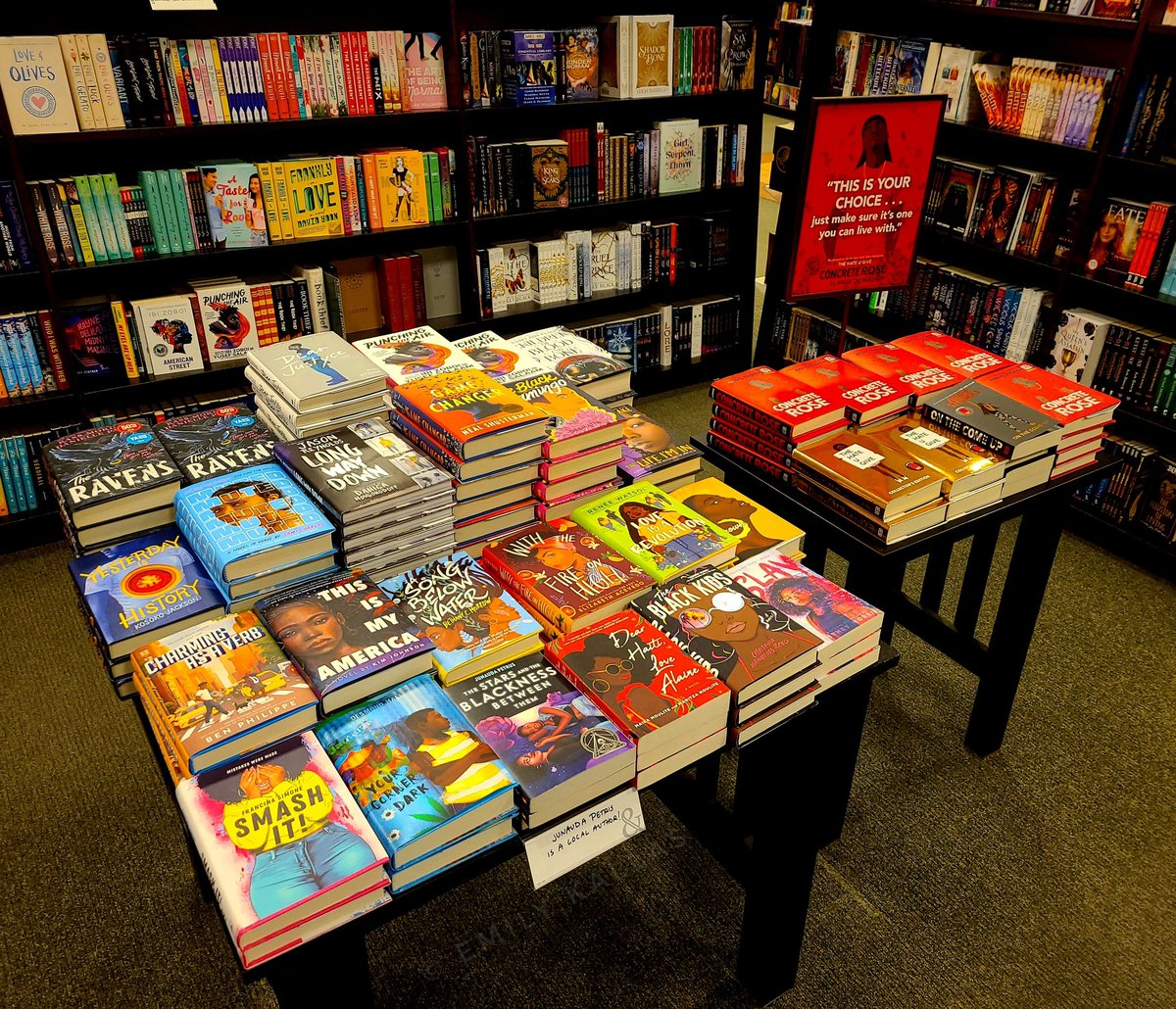 EmBKBooks's tweet image. As soon as I found out that the main table in the YA section at work didn't have a predetermined theme, I claimed it for displaying a few  #MelaninInYA titles!
📚
 I can't wait for readers to discover these &amp;amp; even more titles by incredible Black authors!