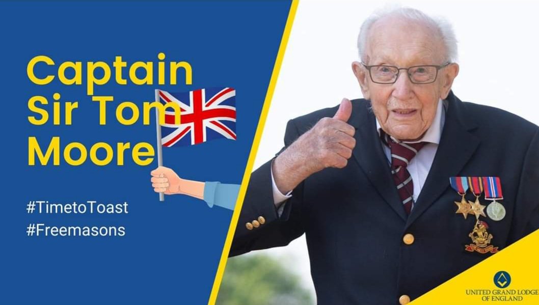 Captain Sir Tom Moore. Our Hero! 
#timetotoast

<a href="/UGLE_GrandLodge/">United Grand Lodge of England</a> <a href="/HantsMason/">Hants & IoW Masons</a>