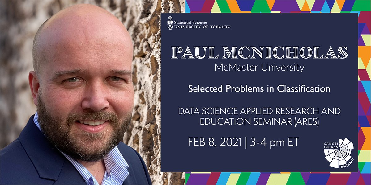 CANSSI Ontario (@canssiontario) on Twitter photo Great insights, complex data & careful statistical analysis, is what's in store at the #ARESeminars with Prof <a href="/PaulDMcNicholas/">Paul McNicholas</a>, <a href="/MacDATAInst/">MacDATA Institute</a> Director & 2020 Steacie Prize winner.
Feb 8, 2021 | 3-4 pm ET | bit.ly/39pbGHE
<a href="/UofTStatSci/">U of T Statistical Sciences</a> #DataScience <a href="/UofTArtSci/">U of T Arts & Science</a> <a href="/McMasterU/">McMaster University</a> Great insights, complex data & careful statistical analysis, is what's in store at the #ARESeminars with Prof <a href="/PaulDMcNicholas/">Paul McNicholas</a>, <a href="/MacDATAInst/">MacDATA Institute</a> Director & 2020 Steacie Prize winner.
Feb 8, 2021 | 3-4 pm ET | bit.ly/39pbGHE
<a href="/UofTStatSci/">U of T Statistical Sciences</a> #DataScience <a href="/UofTArtSci/">U of T Arts & Science</a> <a href="/McMasterU/">McMaster University</a>