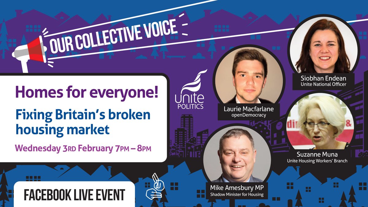 UniteWales's tweet image. Tomorrow from 7pm you can join us live on Facebook &amp;amp; Twitter for the next #OurCollectiveVoice event, this week the focus is on the housing crisis &amp;amp; how we can fix it.

Check out @UnitePolitics for more info &amp;amp; join the discussion tomorrow from 7pm.

#HomesForEveryone #MakeWorkPay