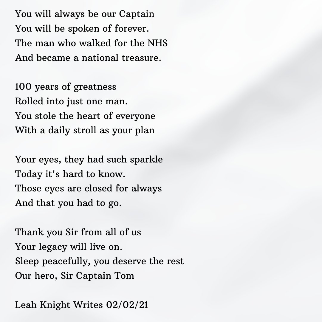 You will always be our Captain

#SirCaptainTomMoore