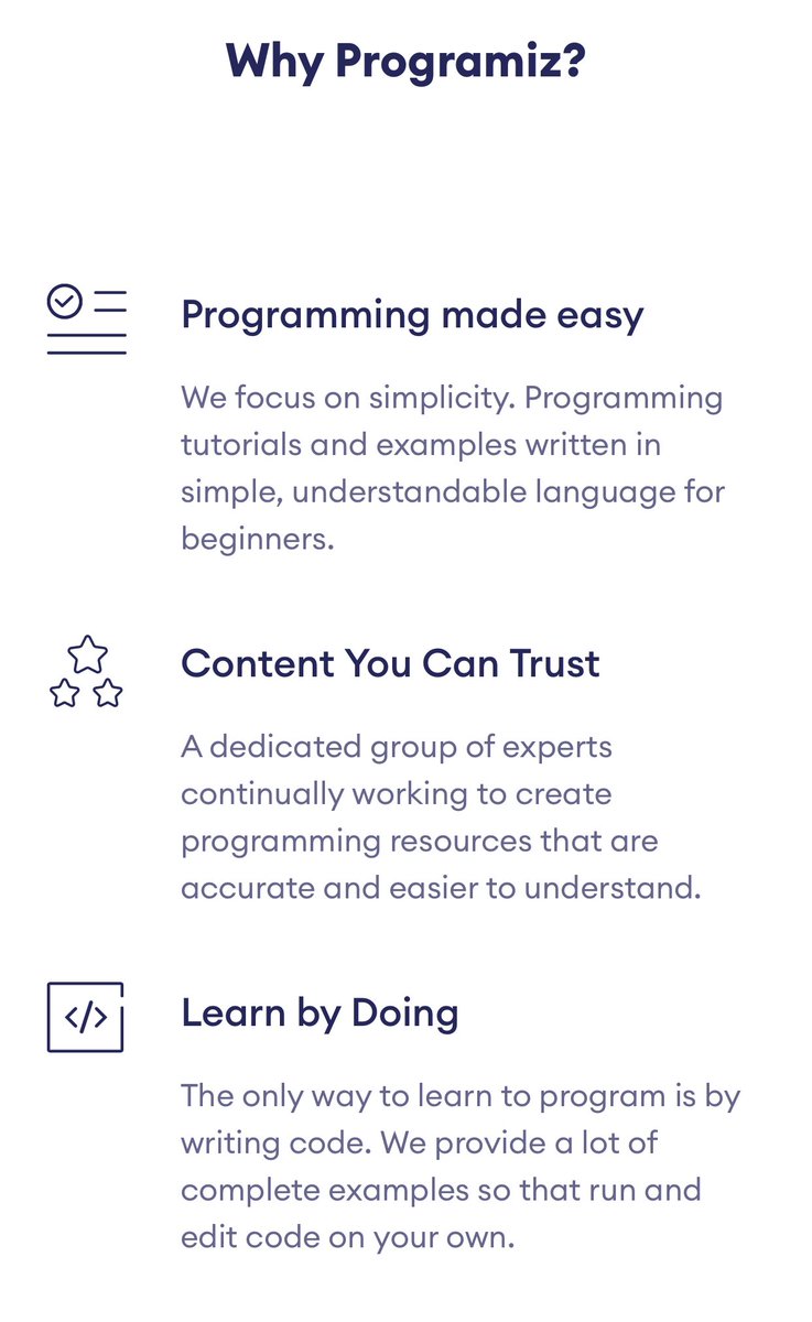 researcherbadr's tweet image. اذا كنت مبتدئ في لغات البرمجة التالية
بايثون
جافا
JavaScript
C, C++, C#
Kotlin
Swift
انصحك بمنصة programiz (مجانية)
programiz.com
تقدر تتعلم البرمجة من خلال الدروس والأمثلة الخاصة للمبتدئين.
اقرأ الدروس وجرب الأمثلة واكتب الاكواد وتعلم البرمجة.