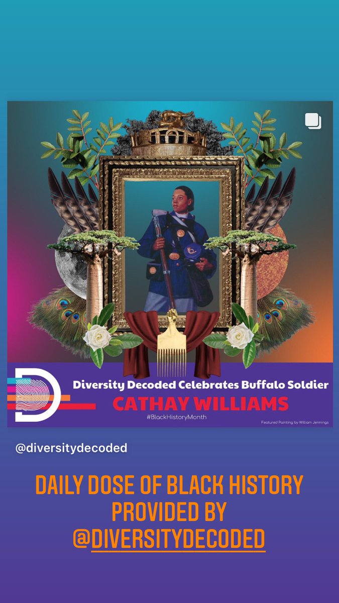 DiverseDecoded's tweet photo. Today we celebrate Cathay Williams, the only documented female Buffalo Soldier and and the first women to enlist in the U.S. Army. 

All month long we will be highlighting the African-American heroes, sheroes and theyroes upon whose shoulders we all stand. #BlackHistoryMonth https://t.co/viUl4fPjJs