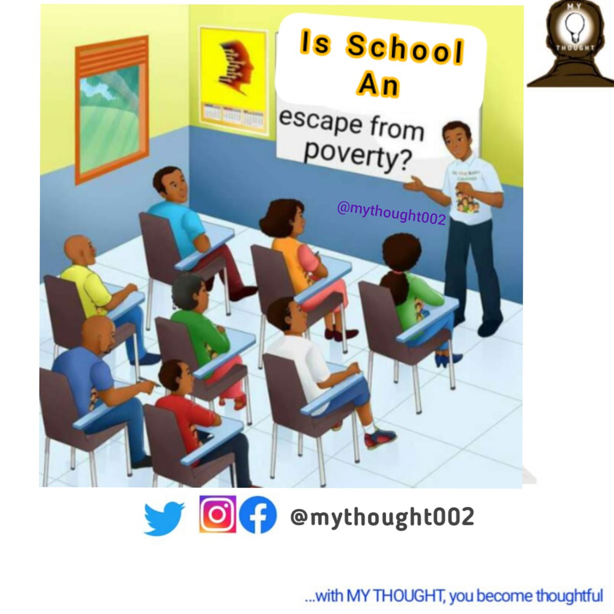 mythought002's tweet photo. Tonight's Discussion:
Is School an escape from poverty?
Make your thought known and make us thoughtful
#school #poverty #money #AchievementUnlocked #lifesuccess #dropout #cryptocurrencies #mulon https://t.co/4diXOX5XwJ