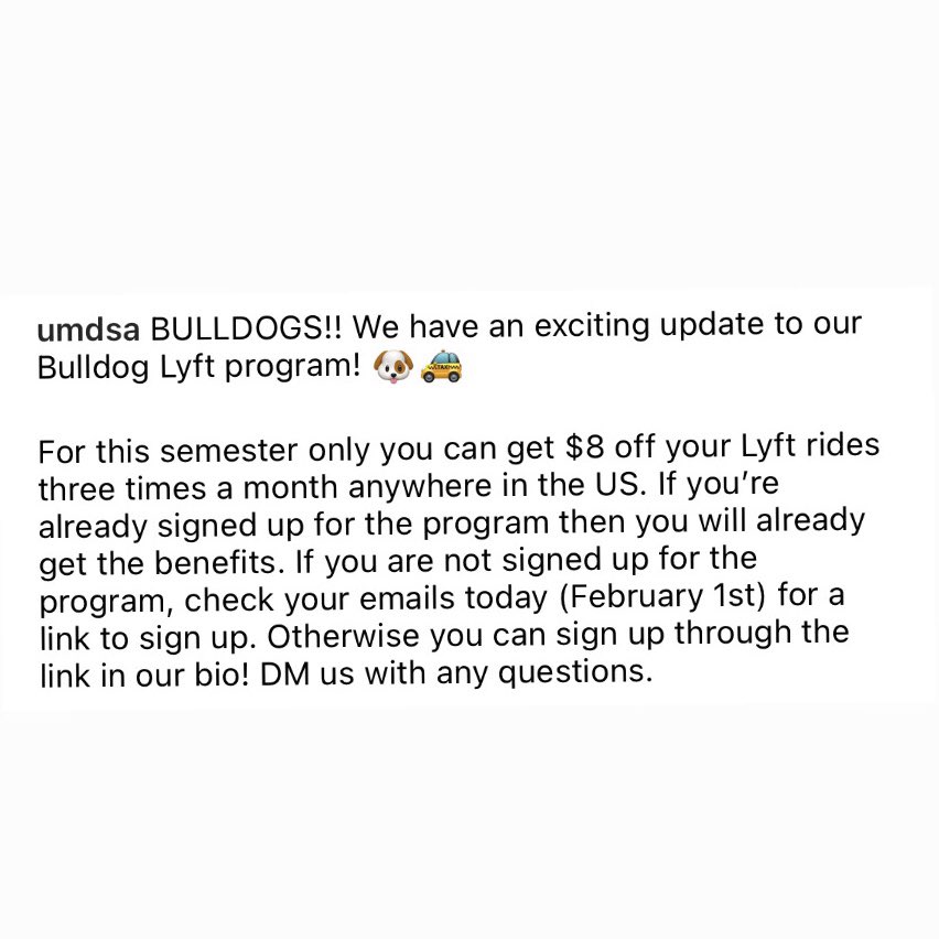 UMD Kirby Student Center (@kirbyumd) on Twitter photo Here’s the message about Bulldog Lyft straight from <a href="/UMDuluthSA/">UMD Student Gov</a>. Their DMs are open here on Twitter AND on Instagram. You should follow them on Instagram, too. #boom Here’s the message about Bulldog Lyft straight from <a href="/UMDuluthSA/">UMD Student Gov</a>. Their DMs are open here on Twitter AND on Instagram. You should follow them on Instagram, too. #boom