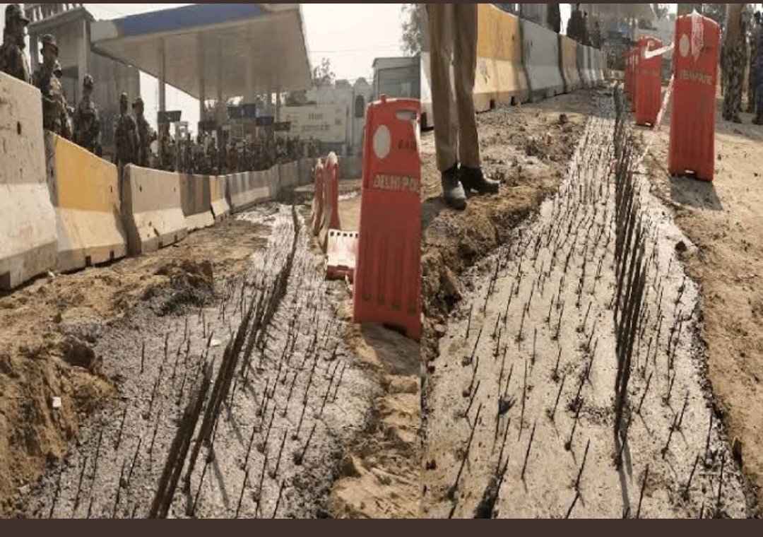 SCUKofficial's tweet photo. #India uses "punji sticks" at #Farmersprotest which are banned under the UN's Geneva Convention 1980 @UN 

@hrw @UNHumanRights @amnesty @rihanna @HarjapBhangal https://t.co/yWOdEADCJ3