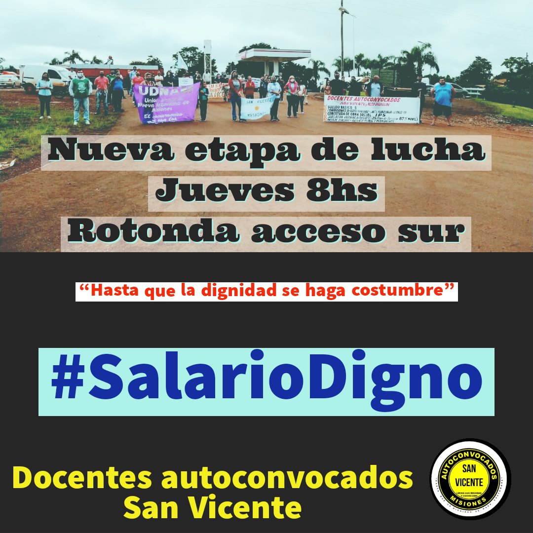 AutoconvocadosS's tweet photo. Convocatoria a asamblea abierta a todos los trabajadores de la educación!!! Jueves 8hs. Acceso sur! 
#LaLuchaSigue #salariominimo2021 #DOCENTESENLUCHA #SALARIODIGNO #Misiones #DOCENTESMISIONEROS #YOAPOYOLALUCHADOCENTE #DOCENTESPROTESTAN 
#AUTOCONVOCADOS  #docentes https://t.co/wky7Im9zou