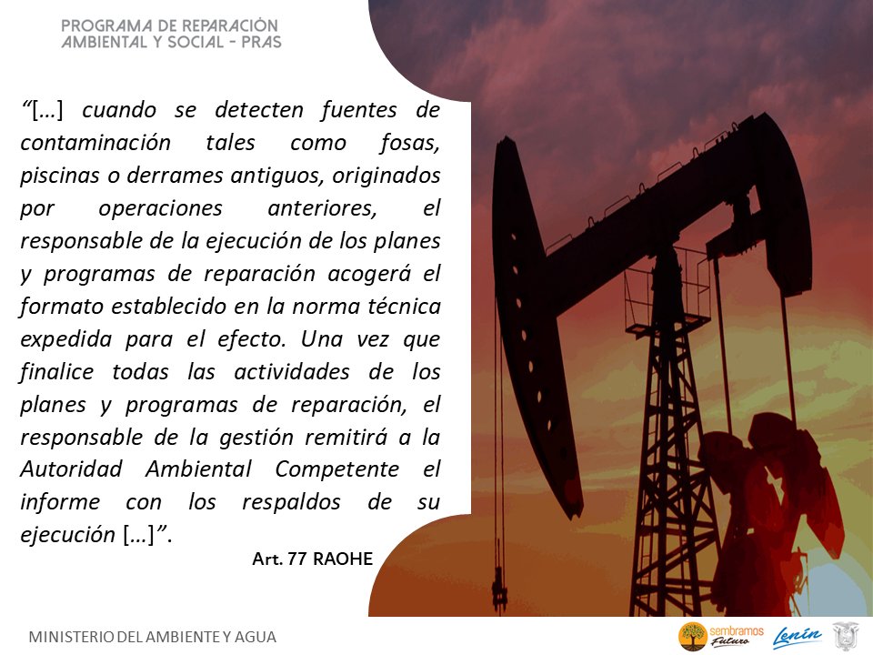 #SomosPRAS🍃
¿SABES CUÁLES SON LAS ACCIONES A TOMAR ANTE LA PRESENCIA DE FUENTES DE CONTAMINACIÓN ORIGINADAS POR OPERADORAS ANTERIORES, SEGÚN LA NORMATIVA VIGENTE?

Reglamento Ambiental de Operaciones Hidrocarburíferas 👇