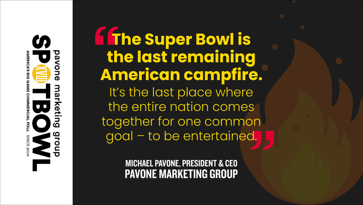 SpotBowl's tweet photo. Pavone Marketing Group President &amp; CEO Michael Pavone offers his take on why America needs Super Bowl ads now more than ever with a guest entry on the SpotBowl blog: https://t.co/IpodL1Sgxm https://t.co/G2pRs6RJK9
