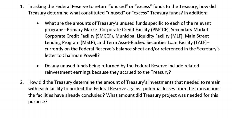 SIGPR was also right to probe the odd definition of "unused" funds (see picture). I discussed this back then, link here:  https://som.yale.edu/blog/the-uncertain-future-of-the-fed-s-cares-act-facilities