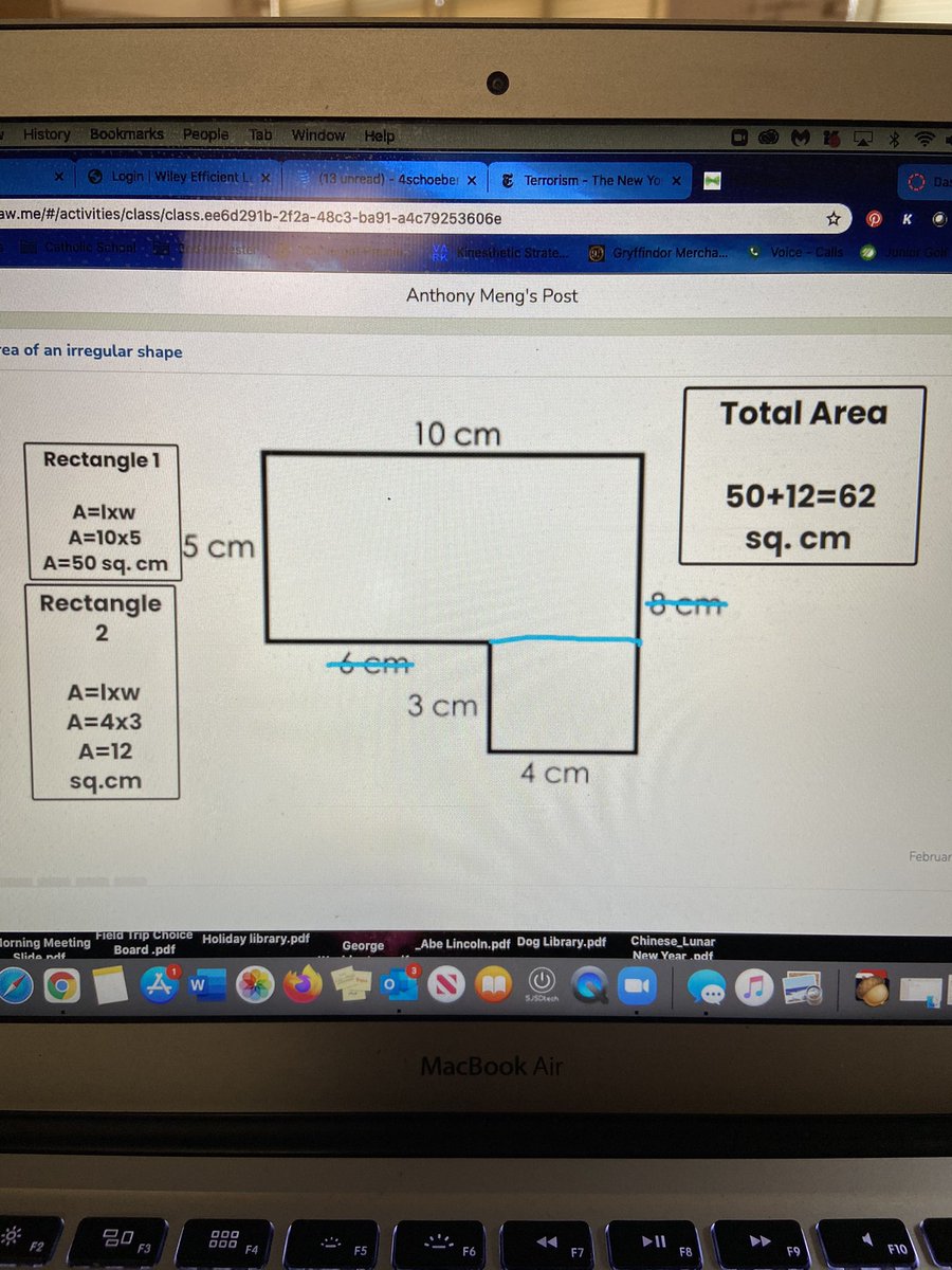 3rd_virtual's tweet image. Virtual Academy third graders using See Saw to decompose an irregular shape to find the total area. #seesaw #area #showyourwork @AcademySjsd @marliewilliams