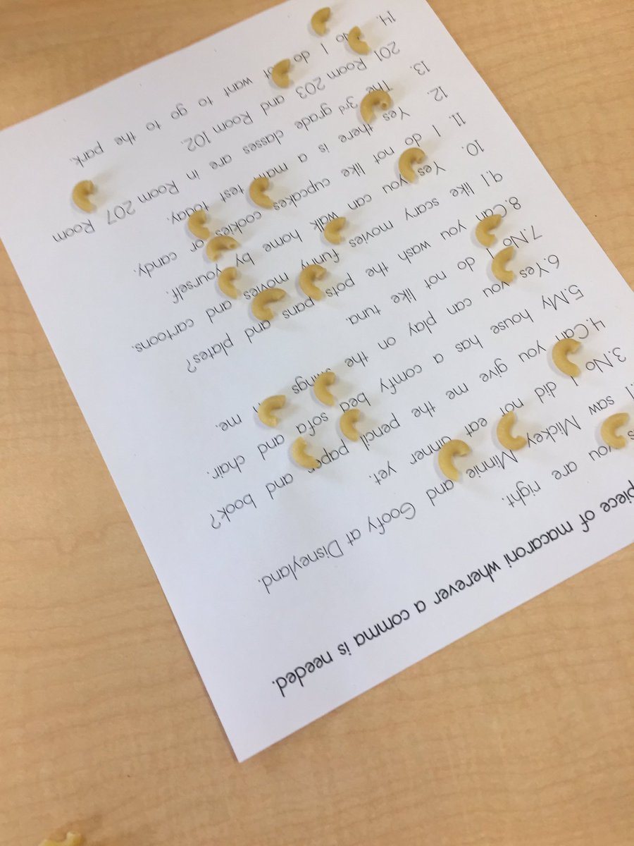 stace_laye's tweet image. Using macaroni in place of commas! #grammarfun