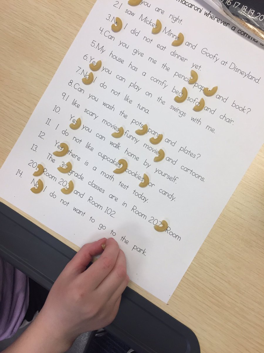 stace_laye's tweet image. Using macaroni in place of commas! #grammarfun