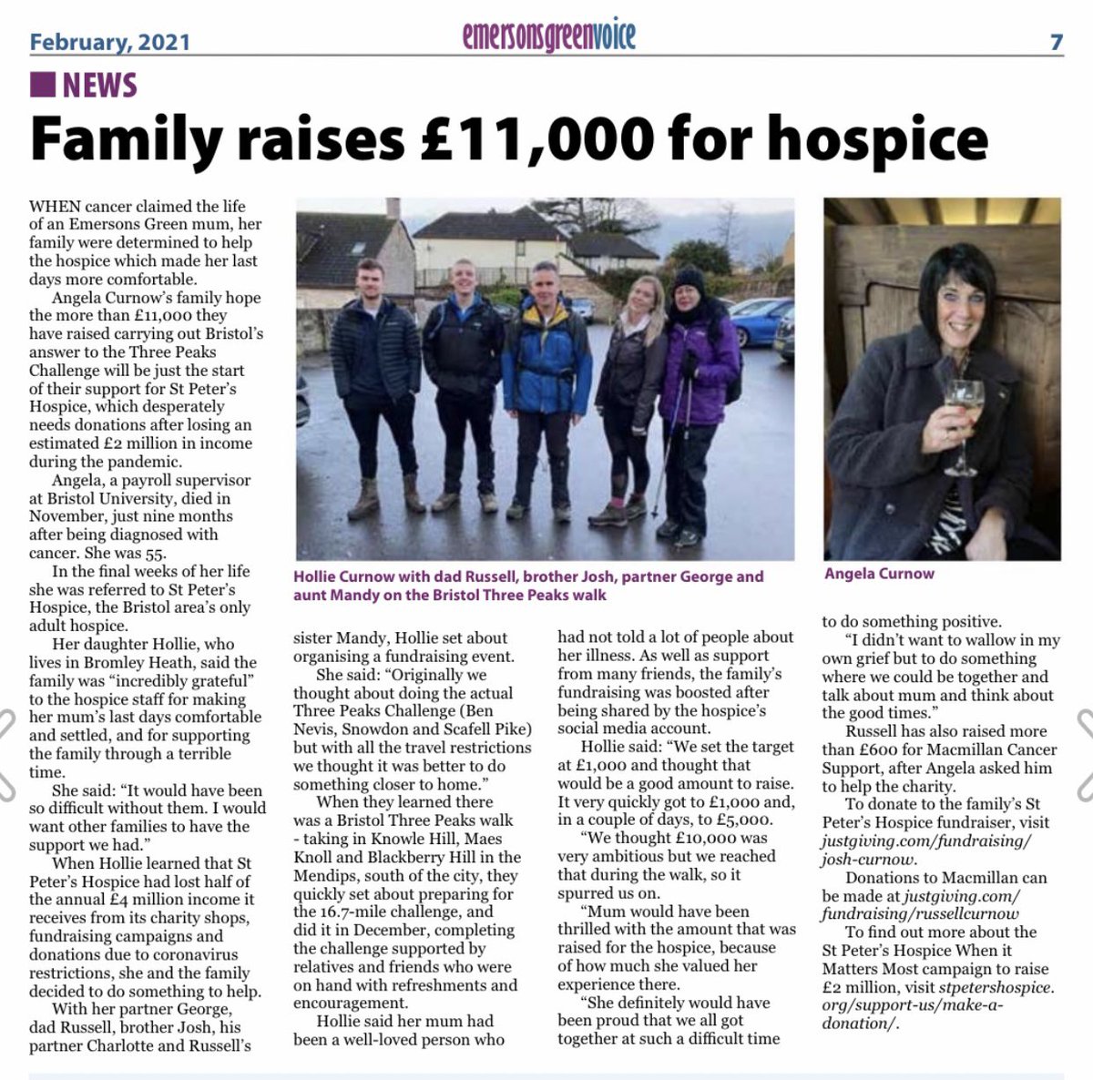 Family raise more than £11,000 to say thank you to St Peter’s Hospice 👏
#WhenItMattersMost 
@stpetershospice @emersonsvoice 
#Bristol #Community @fishpondsvoice