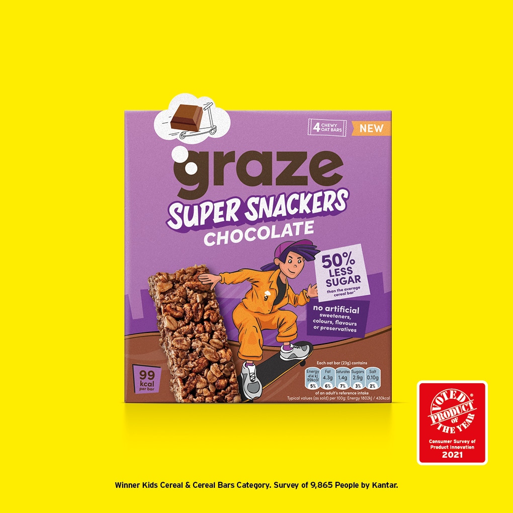 POY_UK's tweet photo. Enjoying a healthy snack on the go (or while homeschooling!) has never been easier with #ProductOfTheYear #Winner @grazedotcom Super Snacker Cereal Bars. Cleverly, the Graze team worked with kids to help develop these tasty flavours.
#innovation #sevendaysofinnovation https://t.co/8z01X5qX8B