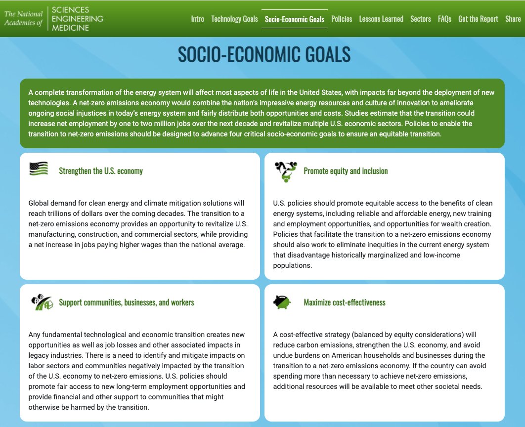 Complete transformation of the energy system will also affect most aspects of life in the US with impacts far beyond the deployment of new techs. We thus focus on four key socio-economic goals that must also be achieved to sustain an equitable transition to net-zero  #USDecarb