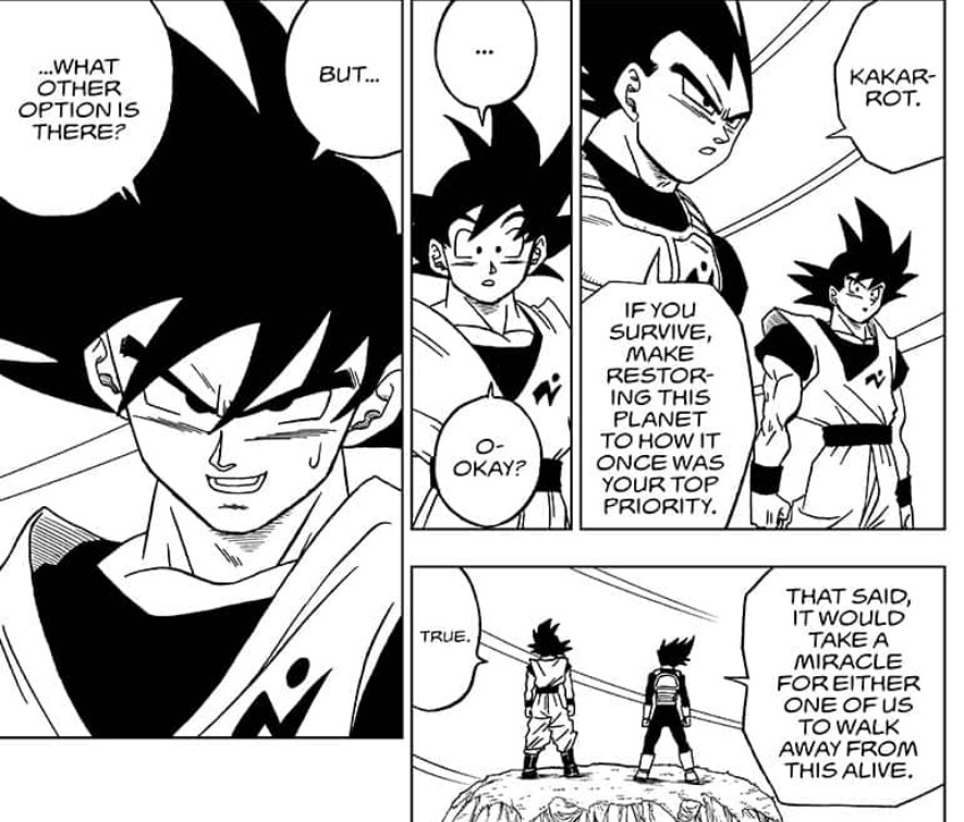 Je prends le cas de Vegeta. Son rôle est d'une cohérence parfaite mais le problème c'est que du coup on ne le développe quasiment plus du tout et n'évolue plus. Là où DBS développe sa culpabilité envers Namek et autres races qu'il a décimé dans le passé, à titre d'exemple.