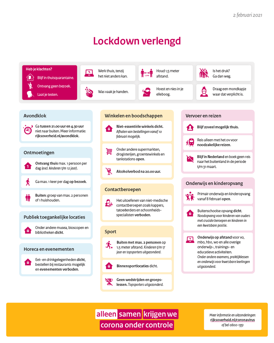 Gemeente Zeewolde: De lockdown wordt verlengd omdat nieuwe varianten van het #coronavirus terrein winnen. Deze varianten zijn besmettelijker en kunnen tot een nieuwe golf leiden. 
Meer informatie ⤵️
rijksoverheid.nl/actueel/nieuws…

#AlleenSamen #Zeewolde