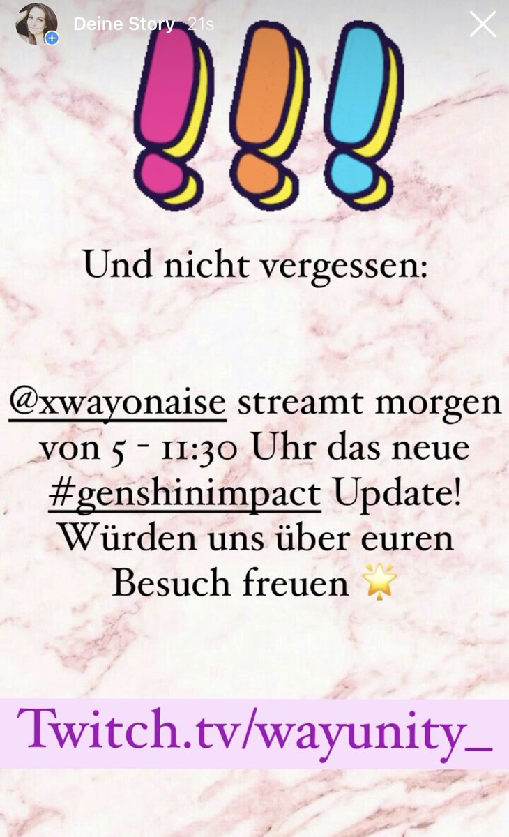 ⏰🔔Nicht vergessen 5 Uhr ist Start🙏 Twitch.tv/wayunity_ #GenshinImapct #TwitchDE #twitch #TwitchStreamers #stream