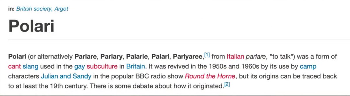 polaripolari was a way of communicating between gay man in Britain