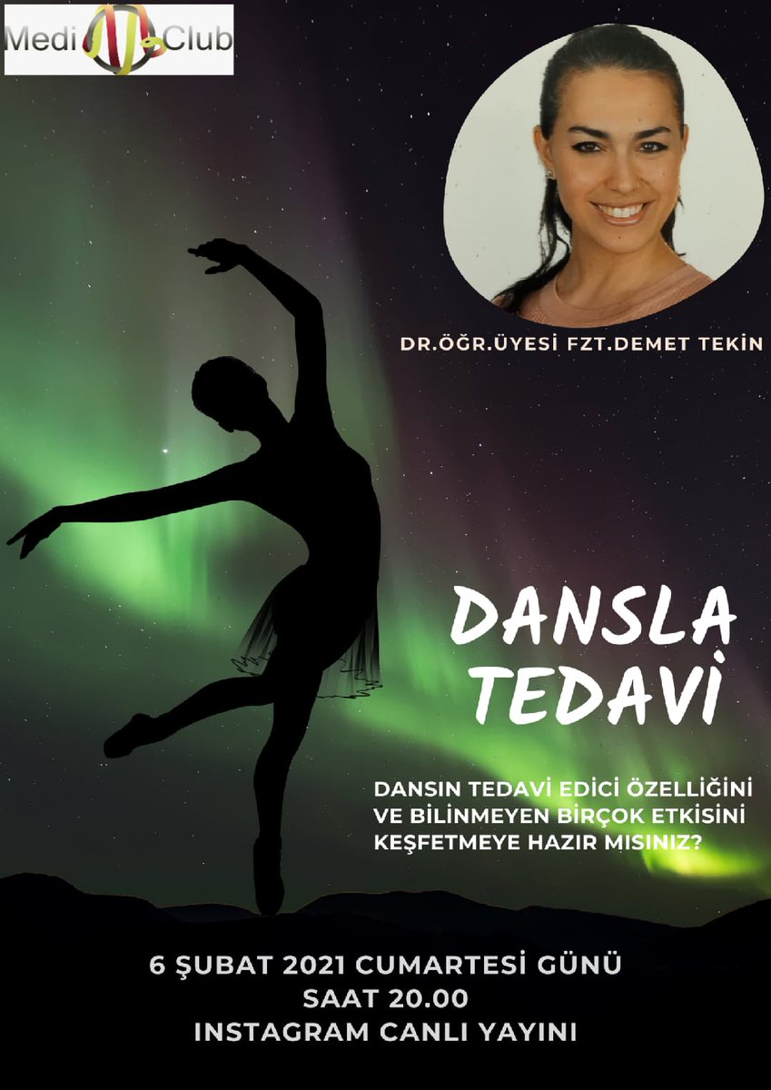 💃6 Şubat Cumartesi günü saat 20.00'de gerçekleşecek olan "Dansla Tedavi"canlı yayınımıza @hacettepemediclub Instagram hesabı üzerinden  katılabilirsiniz ✨