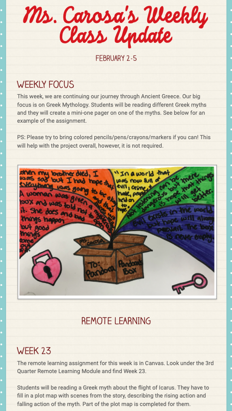 mscarosa's tweet image. Idea for next year: Use Smore (my admin does!) to send weekly reminders to parents and students! What a great idea for a classroom newsletter to keep everyone informed with what&apos;s happening in Room 608! #SchlechtyModules #clearcommunication #consistentcommunication