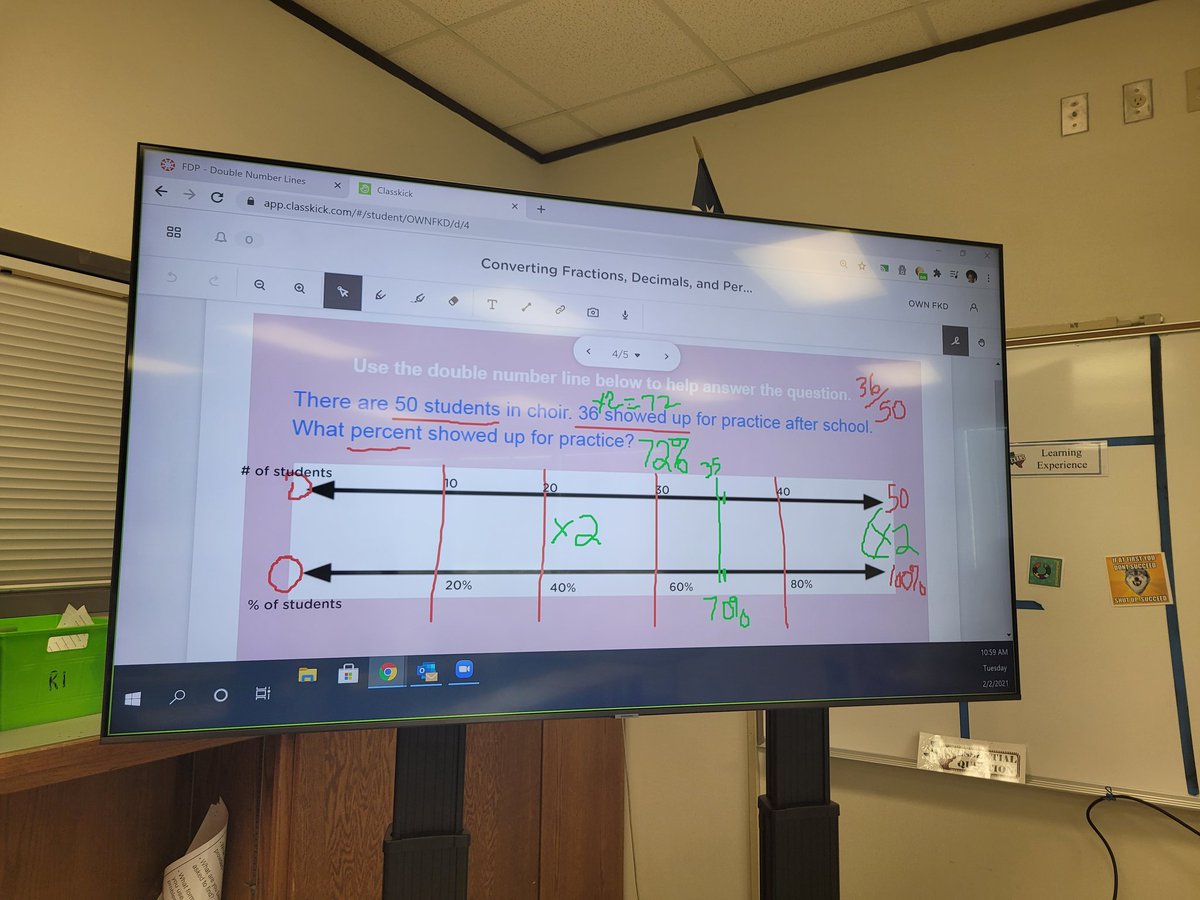 TeachingMcQueen's tweet photo. Double the trouble, double the fun with double number lines. Great visual representation  from Dr. @TonnettD  @SamhoustonMS https://t.co/MCq57cpO32