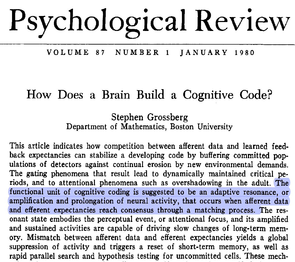 Steve Grossberg and the predictive brain.An informal thread based on reading his paper: