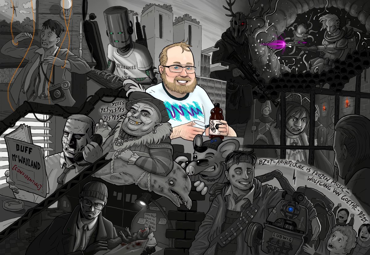anyonespatsy's tweet photo. Illustration for #rppr- the best of BOSS ROSS, the Capo di tutti capi of Roleplaying Public Radio, host of @nightclerkradio, producer of @themixedsix , resolutely unflappable GM and endlessly creative player. Everybody raise a glass of Kraken for @rosspayton https://t.co/etHlxbrBCY