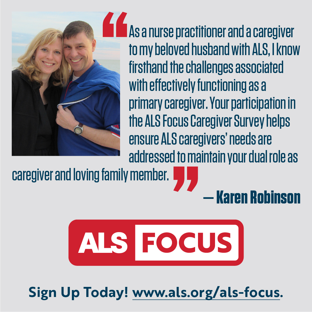 ALS caregivers – we want to hear from you! The ALS Focus survey on caregiving is now open and it only takes 10 minutes. als.org/als-focus #ALSFocus