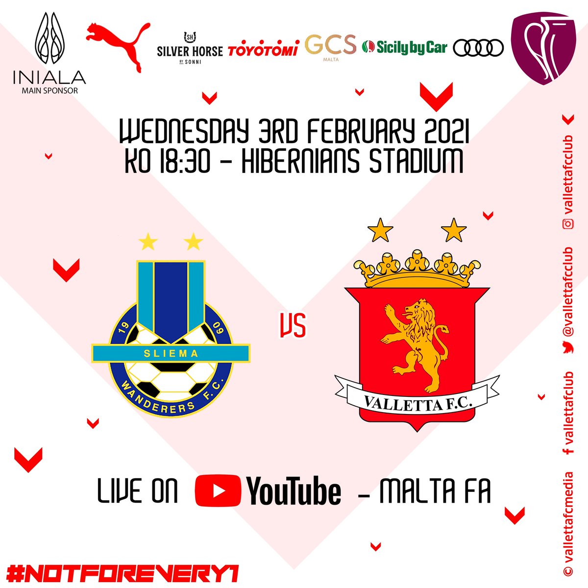 Vallettafcclub's tweet photo. Upcoming BOV Premier League Fixture โฝ๏ธ
#ForzaVallettaCity โช๏ธ๐ด
#NotForEvery1 ๐ฆโค๏ธ https://t.co/zOT1TkXxzS