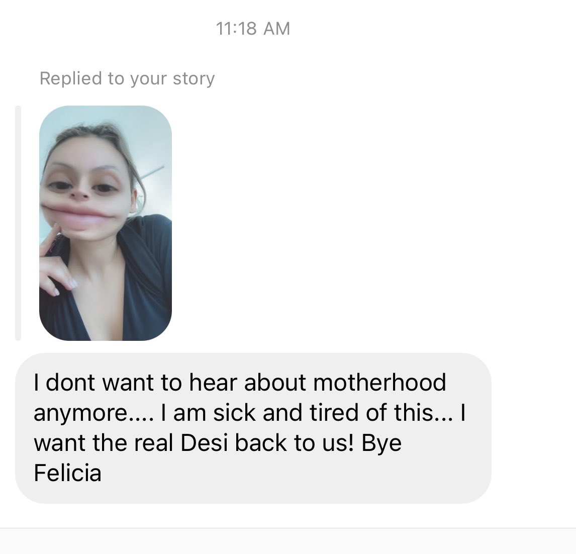 DesiPerkins's tweet photo. What a great thing to say to a new mother. 🙄 sorry you are sick and tired of me talking about finally becoming a mom after struggling to do so for 7 years. How inconvenient for you https://t.co/CAYcqhjj31