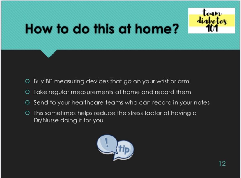 So... first up on our listHbA1c - blood test BP how to do your own BP at home cholesterol For more info - check out our detailed tweetorials here:  https://www.diabetes101.co.uk/tweetorials&nbsp;
